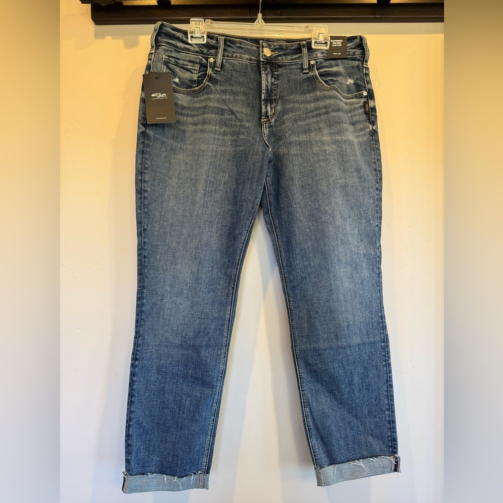 Silver boyfriend midrise Slim leg jeans